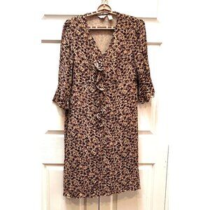 J. Jill Womens Med Romantic Boho Cottagecore Peasant Ruffle Front Floral Dress